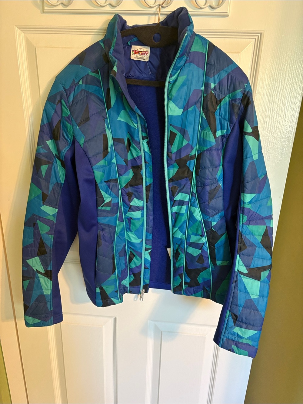 Spyder Blue Teal Geometric Puffer Jacket